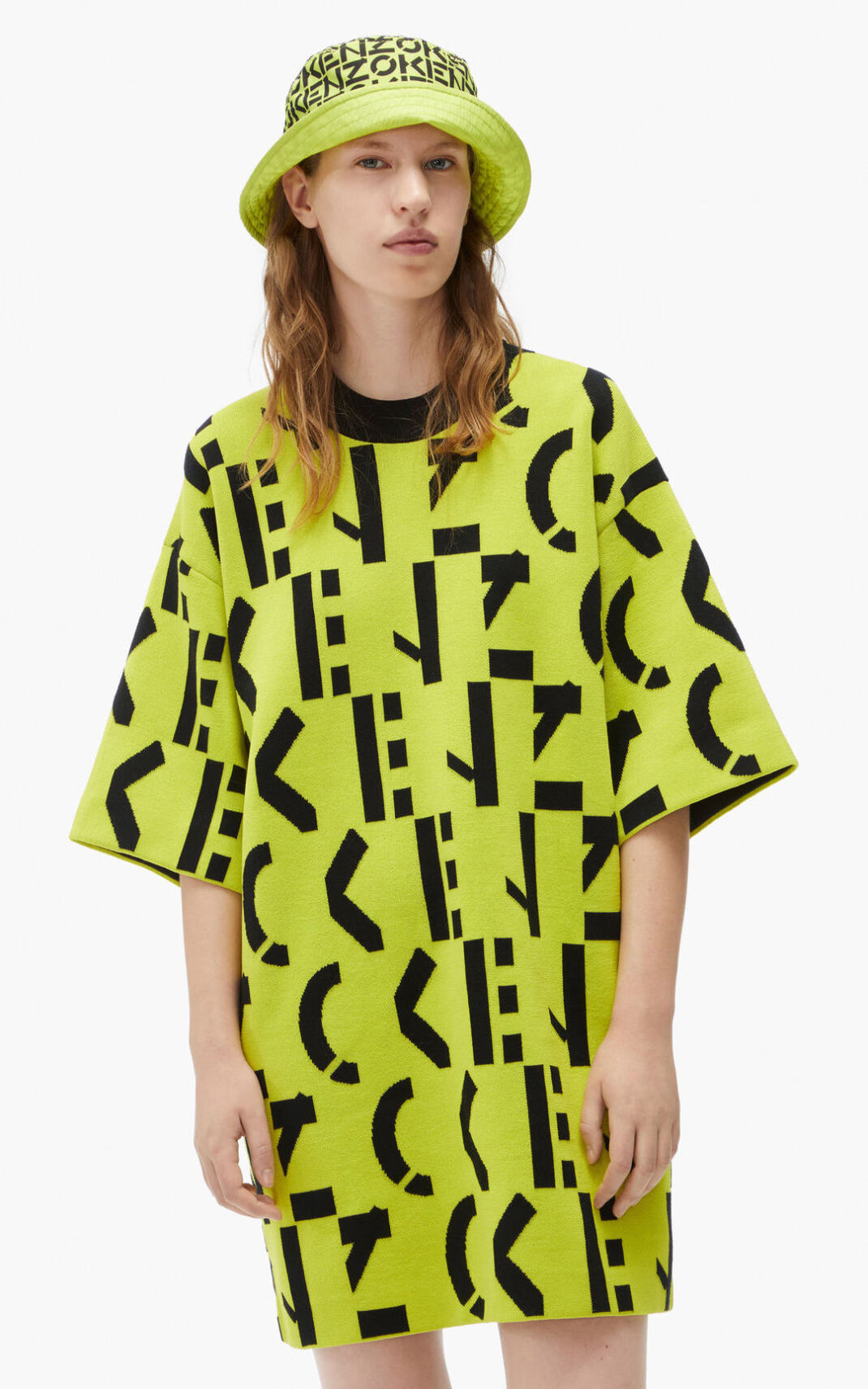 Vestido Kenzo Sport oversize monogram T shirt Feminino - Luz Verdes | 809PBYVZF